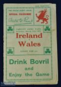 Scarce 1932 Wales v Ireland Rugby Programme: Traditional Cardiff edition, a little tape and staple