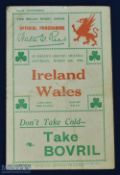 Scarce 1930 Wales v Ireland Rugby Programme: 12pp standard packed Swansea issue for this clash won