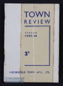 War abandoned season 1939/40 Huddersfield Town handbook full of results/fixtures and general club