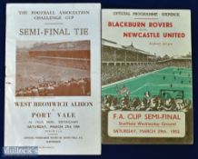 1952 FAC s/f Newcastle Utd v Blackburn Rovers at Sheffield 29 March 1952, 1954 FAC s/f West Bromwich
