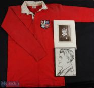 Hugely Rare 1950 British & I Lions Matchworn Jersey: The classic large scarlet match worn No. 27 (