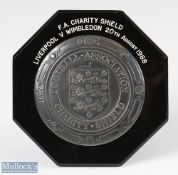 1988 FA Charity Shield Plaque Liverpool v Wimbledon 20th August 1988 hallmarked silver on black