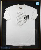 Pele Signed 1970s Match worn Santos Football Shirt signed in ink to the front ''Para Msgr Louis F