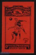 1934/35 Arsenal (Champions) v Grimsby Town Div. 1 match programme 23 March 1935; staple removed,