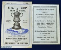 1949 FAC s/f programme Wolverhampton Wanderers v Manchester Utd Wednesday 26 March 1949; plus replay