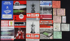 Selection of Manchester Utd match programmes with tickets to include 1967/68 away at Everton +