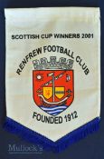 Renfrew FC Soccer Pennant Scottish Junior Cup Winners 2001 complete with tassel, good