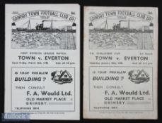 1947/48 Grimsby Town v Everton FAC match programme 10 January 1948; also league match v Everton 26
