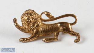 Rare 1938 British & I Lions Rugby Pin Badge: Brass lion pin badge - issued for the tour to South