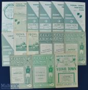 Selection of Yeovil Town home match programmes to include 1955/56 Taunton (Western), 1956/57