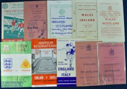 Selection of amateur international match programmes to include 1948 England v Netherlands, 1952