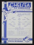 1937-38 Chelsea Reserves Swansea Town Reserves Football Programme 13th November 1937 ex binder