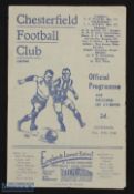 1945/46 Chesterfield v Grimsby Town war league north match programme 4 pager; has creases, o/wise