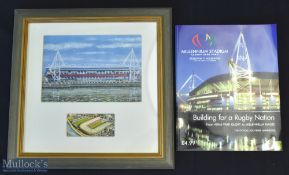 Millennium Stadium Presentation (2): Lovely duo, 12.5” square m, f & g John Upton colour artwork