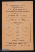 War time 1941/42 Norwich City v Grimsby Town League War Cup 25 April 1942 at Carrow Road; single