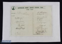 1948/49 Australian 'Kangaroos' Rugby League Touring Team Multi Signed Team Sheet features C.