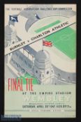1947 FA Cup final match programme Charlton Athletic v Burnley 26 April 1947; staple removed, o/