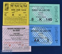 1987 V Rare Inaugural RWC Rugby Tickets (4): Very rare collection of tickets: for the NZ v France