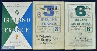 1949-1957 Ireland Home Programmes (3): v S Africa 1951, tad worn & a bottom edge nibble;
