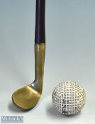 Smooth face brass head Rut Iron Sunday Golf walking stick fitted with a dark stained hickory