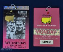2x US Masters Practice Round tickets - 199?? and 2002 won by Tiger Woods - the first for a Monday