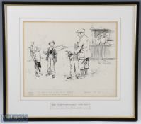 Bertram Prance (b.1889-d.1958) original pen and ink humorous golf sketch signed to the middle