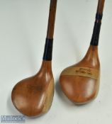 2x fine large head persimmon drivers - Bert Seymour striped top and a good, lofted driver with
