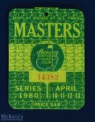 1980 US Masters Golf Tournament Badge - won by Seve Ballesteros for the first time - complete with