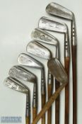 Collection of Maxwell Irons and Putters (8) to incl cleek, iron, mid iron, mashie, jigger, niblick