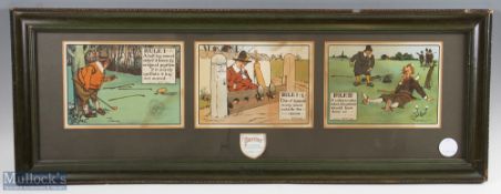 Original Perrier French Spring Water promotional display comprising 3x Chas Crombie Humorous Rules