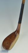 Leghs Patent late light stained persimmon longnose scare neck putter - showing the makers details
