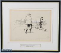Bertram Prance (b.1889-d.1958) original pen and ink humorous golf sketch signed to the middle