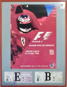 1996 Monte Carlo Formula I Grand Prix Motor Racing Poster, with 2 Monte Carlo tickets from 1996, won