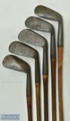 5x Assorted D Anderson & Sons St Andrews Irons to incl deep faced diamond mashie, Zenith deep