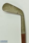 Smooth face niblick head Sunday Golf walking stick with flanged sole and bulbous back, with a