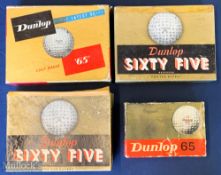 4 Dunlop 65 Golf Ball boxes, all are empty card lidded boxes 3 are for 12 golf balls and one is