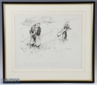 Bertram Prance (b.1889-d.1958) original pen and ink humorous golf sketch signed to the middle