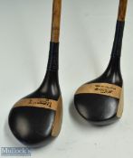 2x Fine Black Stained Stripe Topped Persimmon Woods - T Auchterlonie St Andrews Deluxe Model