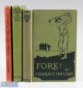 Early American Golf Fiction Books (3) Charles E Van Loan - 