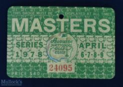 1978 US Masters Golf Tournament Badge - won by Gary Player for the 3rd time - complete with