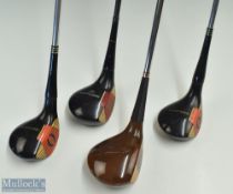 4x Persimmon woods features Ben Hogan 'Apex' persimmon driver 1 with serial 833042, VG condition