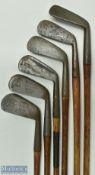 4x R Forgan Assorted Irons features deep face mashie (shortened), driving iron, Celtic cleek,