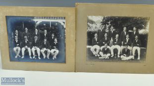 c1930 Shrewsbury School College Cricket team photographs, 2 teams 1929-1930 in cricket whites and