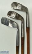 Rare and matching 3x R Simpson Carnoustie Patent The Perfect Balance irons and putter - patent