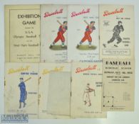1936-1942 Scarce British Baseball Programmes, to include Olympic exhibition game USA v West ham ,