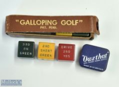 Owzthat Cricket Dice game, plus Galloping Golf dice game, in original Owzthat tin - missing game