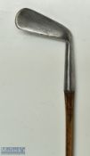 W Park Maker Musselburgh smooth face mashie c1890 - with makers straight line stamp mark to the head