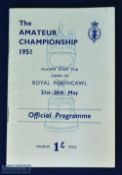 1951 (British) Amateur Golf Championship programme played at Royal Porthcawl 21st to 26 May complete