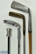 Willie Parks bent neck putter with replaced grip together with a Jack Nicklaus Slazenger steel