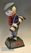 Dunlop Caddy advertising golfing figure - mounted on naturalistic splayed base inscribed to 2 panels